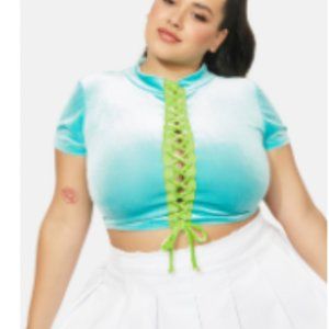 Dolls Kill Sky Modern Angel Velour Crop Top Plus Size